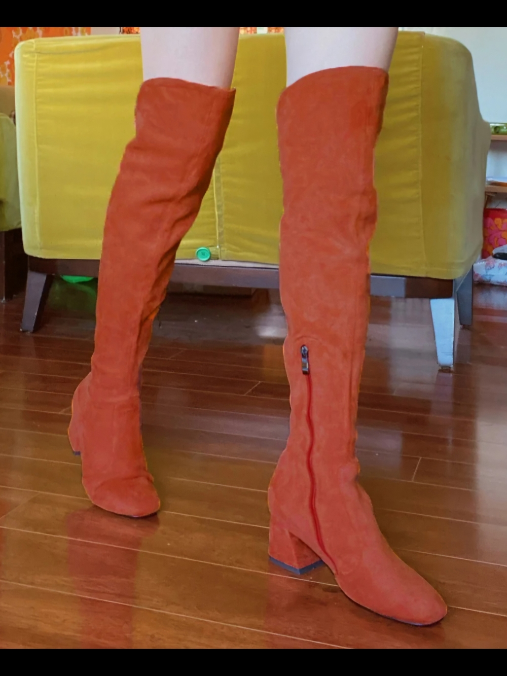 RARE UNICORN Over-the-Knee Suede Boots in Rust
